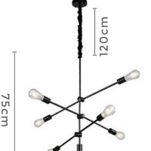 NORDECOR PENDENTE ATOMUS 6X E-27 PRETO