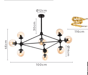 NORDECOR PENDENTE JABUTICABA NORDICO 10 BOLAS E-27 BRONZ