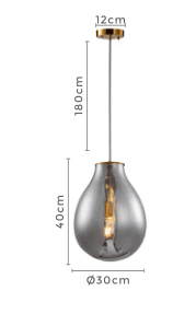 NORDECOR PENDENTE PALLO 30CM E27 FUME