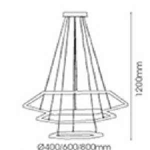 SINDORA PENDENTE ARO SEXTAVADO 40X60X80CM 70W DRD