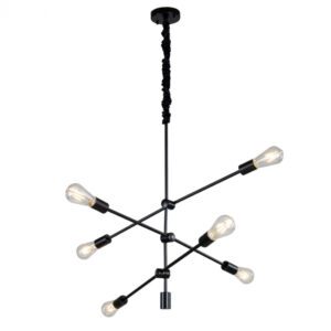 NORDECOR PENDENTE ATOMUS 6X E-27 PRETO