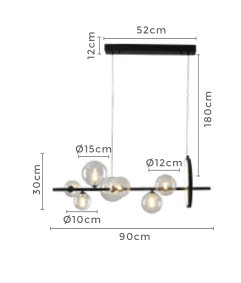 PENDENTE OPUS LED JANOR 10X G9 + 18W 3000K PRETO