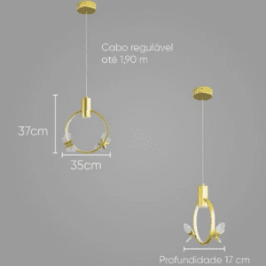 STARLUX PENDENTE PAPILIO LED OURO FOSCO