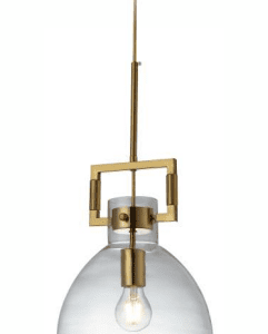 PENDENTE JL2026 25X49CM 1XE-27 GOLD C/VIDRO CLEAR