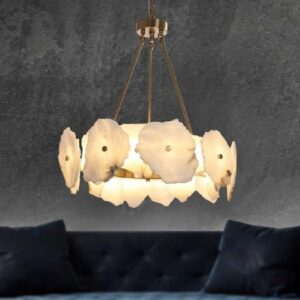 LUSTRE PEDRAS NATURAIS DOURADO JLR